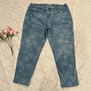 J. Jill Denim - Authentic Fit Slim Ankle Light-wash Jeans Floral Design 18
